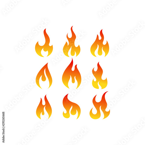 vector fire silhouette icon set