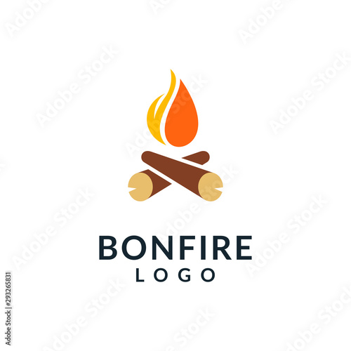 Bon fire logo design - Vector