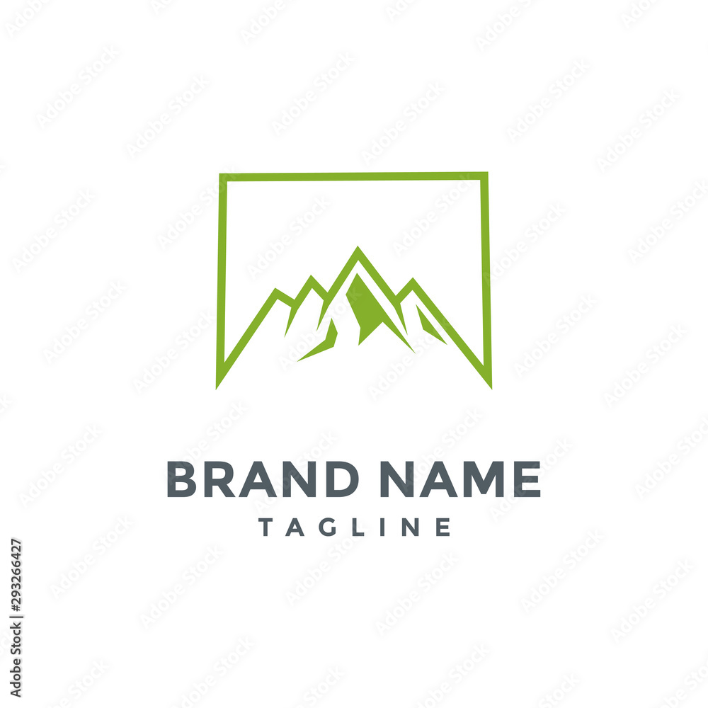Square with mountain logo design Square with mountain logo design