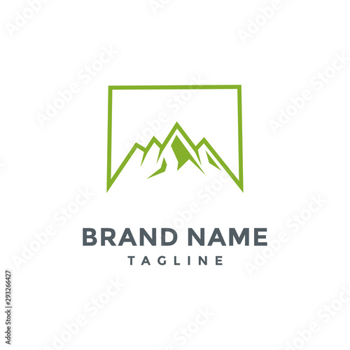 Square with mountain logo design