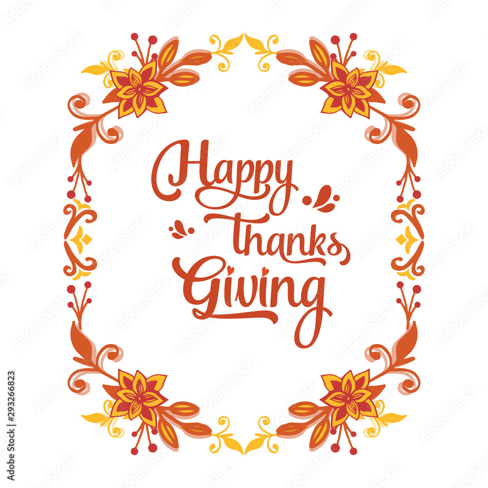 Ornate of autumn leaves frame for invitation card decor of thanksgiving. Vector