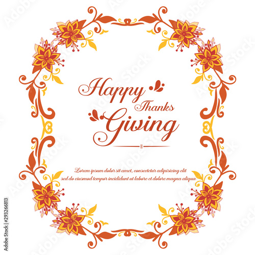 Ornate of autumn leaves frame for invitation card decor of thanksgiving. Vector