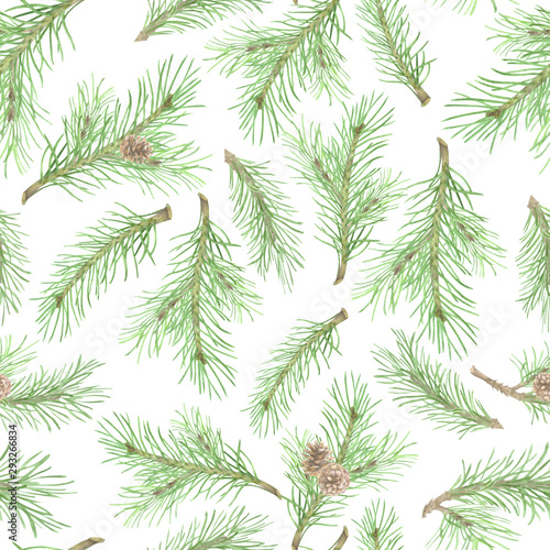 Watercolor christmas and new year seamless pattern