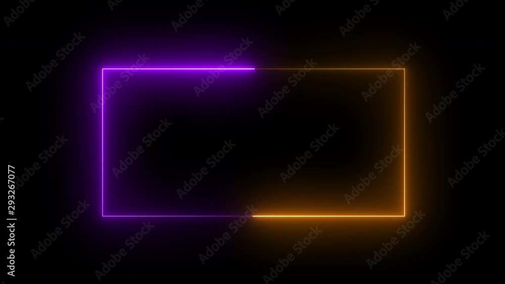 Animated neon two-tone frame rectangular frame. Orange, purple. Looped video. Alpha channel. 4K. The motion design. Animated neon two-tone frame rectangular frame. Orange, purple. Looped video. Alpha channel. 4K. The motion design.