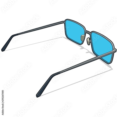 eyeglasses opened the temples isolated from the right back view