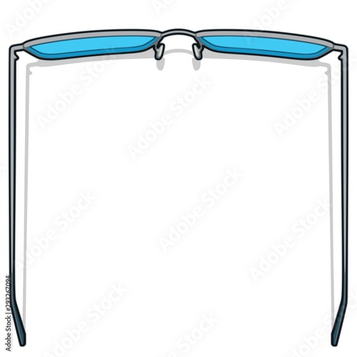 eyeglasses opened the temples isolated from the top view