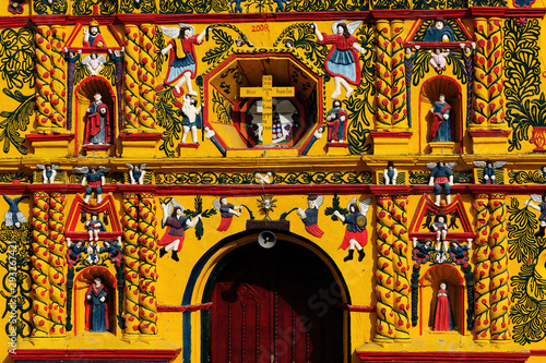 Guatemala, View on the most colour facade church in Guatemala
