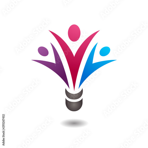 Colorful badminton shuttlecock creative logo symbol