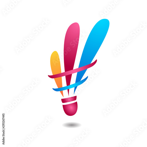Colorful badminton shuttlecock creative logo symbol