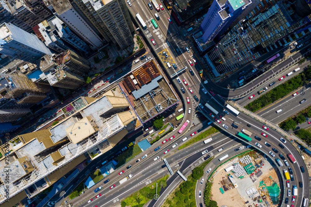 Top down view of Hong Kong city