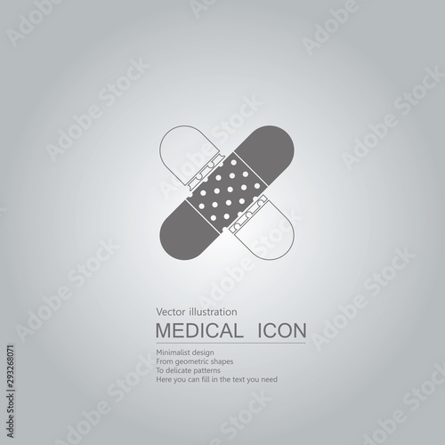 Vector drawn band-aid. Isolated on grey background.