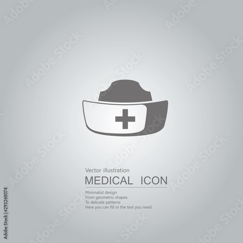 Vector drawn nurse hat. Isolated on grey background.