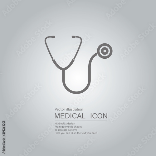 Vector drawn stethoscope icon. Isolated on grey background.