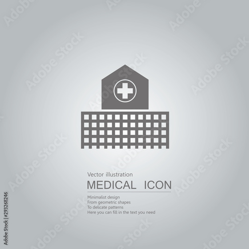 Vector drawn hospital. Isolated on grey background.
