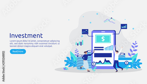 Business investment concept. Returns on investment graphic chart. Financial growth rising up to success. web landing page template, banner, presentation, social, and print media. Vector illustration