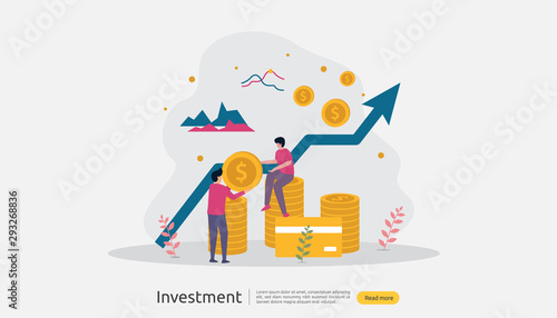 Business investment concept. Returns on investment graphic chart. Financial growth rising up to success. web landing page template, banner, presentation, social, and print media. Vector illustration