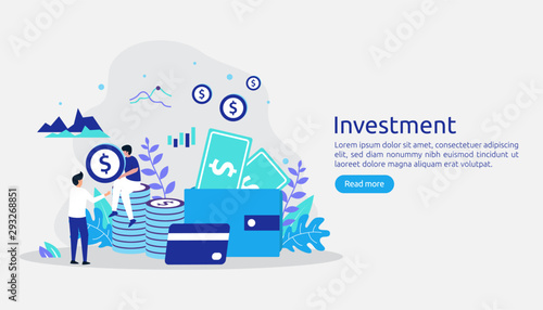 Business investment concept. Returns on investment graphic chart. Financial growth rising up to success. web landing page template, banner, presentation, social, and print media. Vector illustration