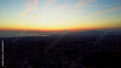 Sunset in Athens by drone 4k