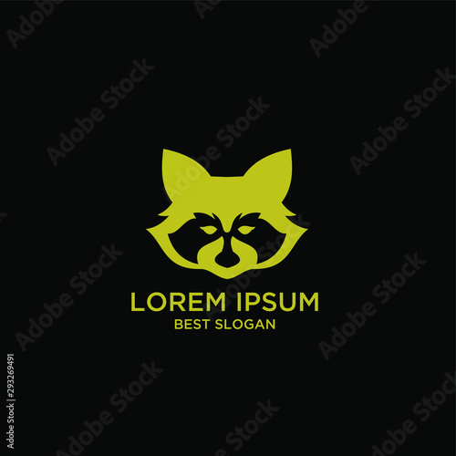 Raccoon Black silhouette logo icon design, vector illustration.