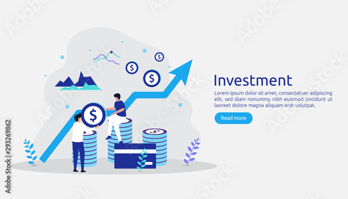 Business investment concept. Returns on investment graphic chart. Financial growth rising up to success. web landing page template, banner, presentation, social, and print media. Vector illustration