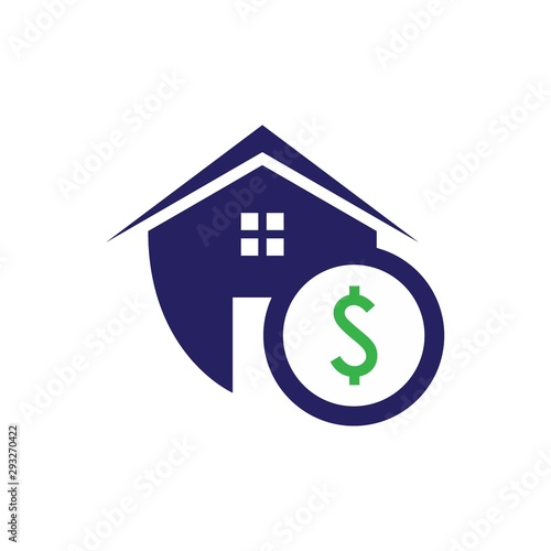 Simple housing and real estate shield icon with dollar symbol for web icon or mobile APP