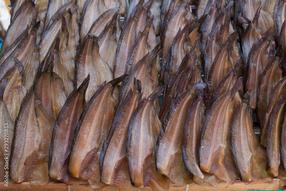 Many of Dried Catfish, focus selective.