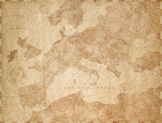 Vintage Europe map retro background. Based on image furnished from NASA.