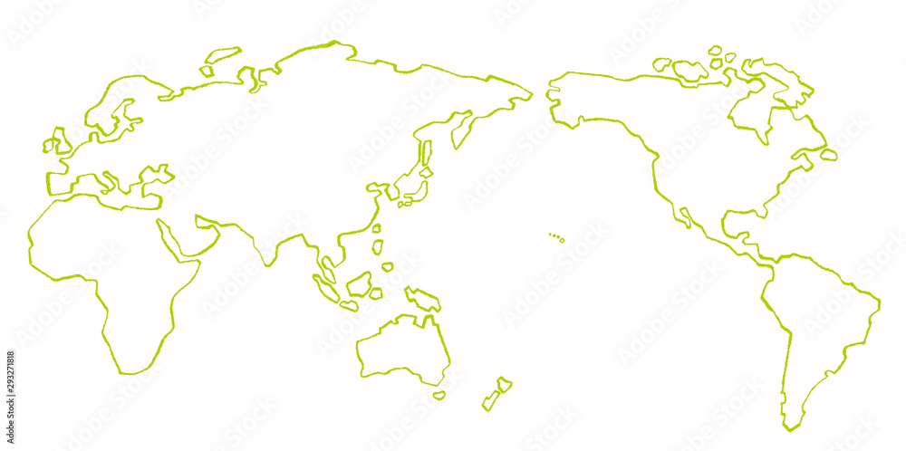 世界地図 手描き 線画 ベクター Stock Vector Adobe Stock