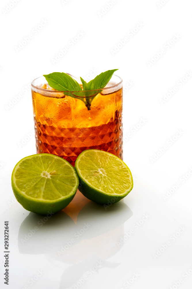 Fototapeta premium Iced Thai lemon tea on a white background