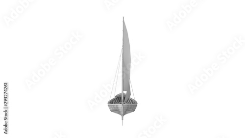 3d rendering of a sailboat siolated in white studio background