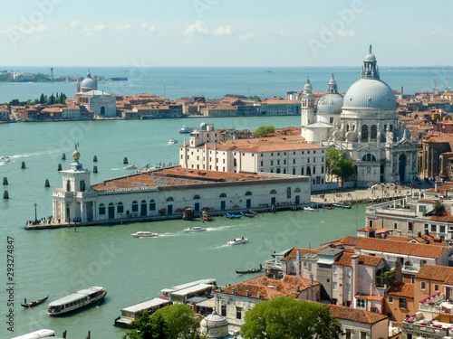 Panoramic aerial cityscape view at San Giorgio Maggiore island, Venice from above