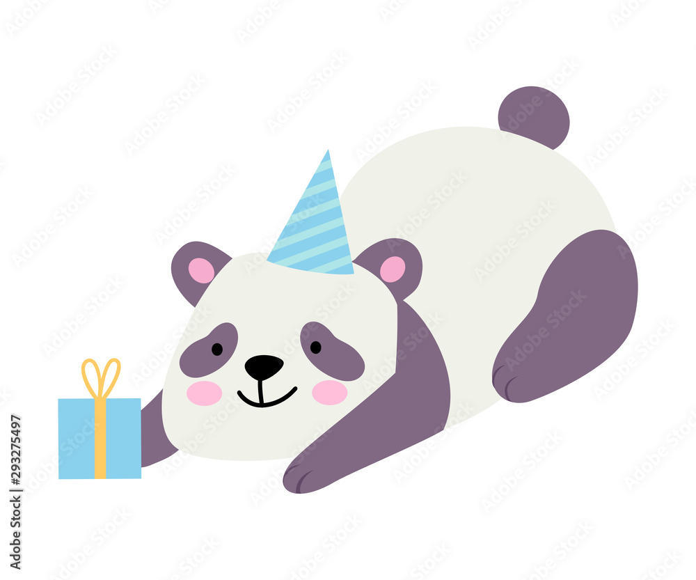 Cute panda with a gift. Vector illustration on a white background. Cute panda with a gift. Vector illustration on a white background.