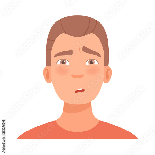 Young guy doubts. Vector illustration in cartoon style.
