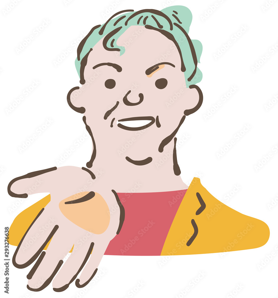 手を差し伸べるガテン系女子 中年女性イラスト Stock Illustration Adobe Stock