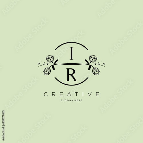 Flower IR Letter Logo Template Vector