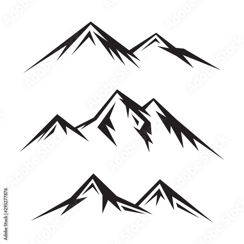 Set of abstract vector nature or outdoor mountain silhouette