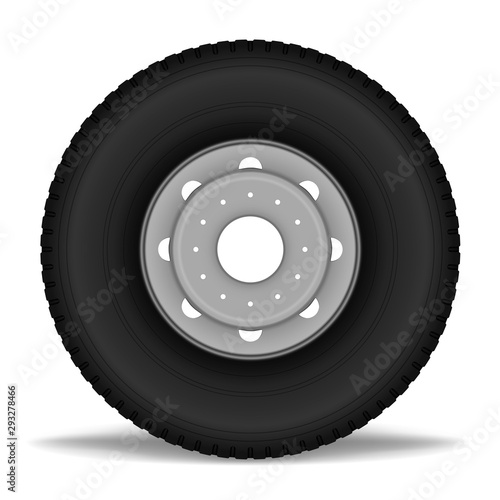 Truck wheel isolated on white background, vector illustration