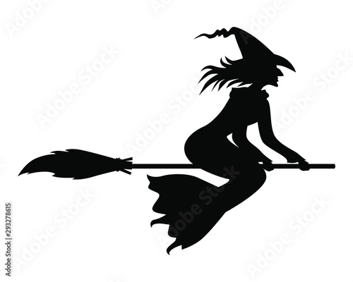 Canvastavla Vector illustrations of silhouette Halloween witch