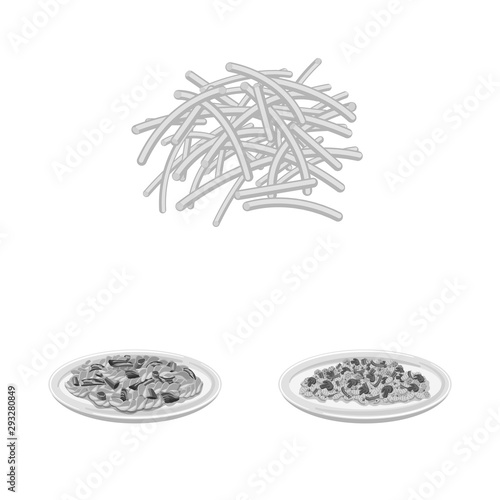 Isolated object of pasta and carbohydrate logo. Collection of pasta and macaroni vector icon for stock.