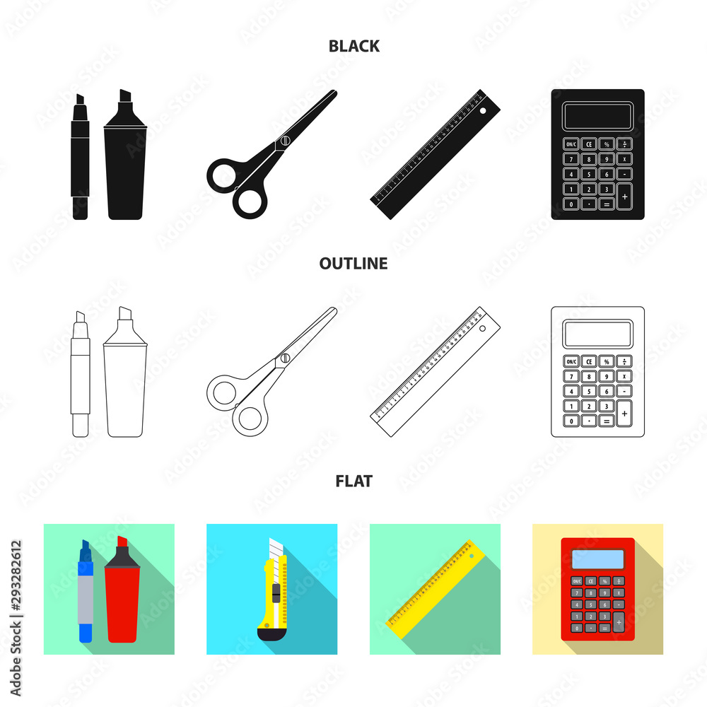 Vector illustration of office and supply logo. Collection of office and school vector icon for stock. Vector illustration of office and supply logo. Collection of office and school vector icon for stock.