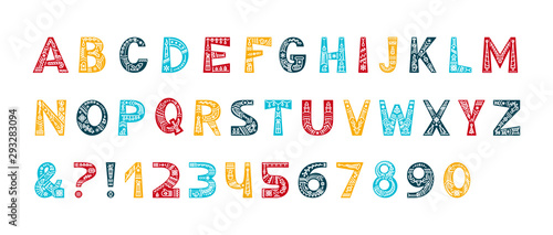 Christmas alphabet vector color typeset