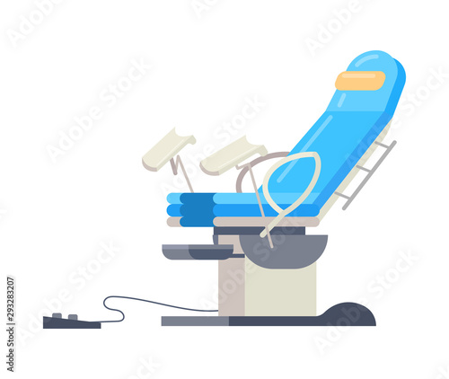 Hospital medical equipment gynecological chair for examining woman vector cartoon isolated illustration on white background.