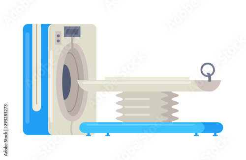Computed tomography brain. Hospital medical equipment MRI magnetic resonance tomograph vector cartoon isolated