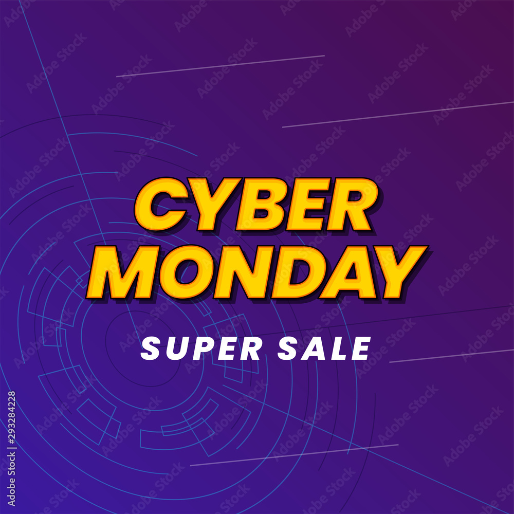 Cyber monday super sale poster background social media template vector illustration. 1980s old retro game typography on cyberspace banner design Cyber monday super sale poster background social media template vector illustration. 1980s old retro game typography on cyberspace banner design