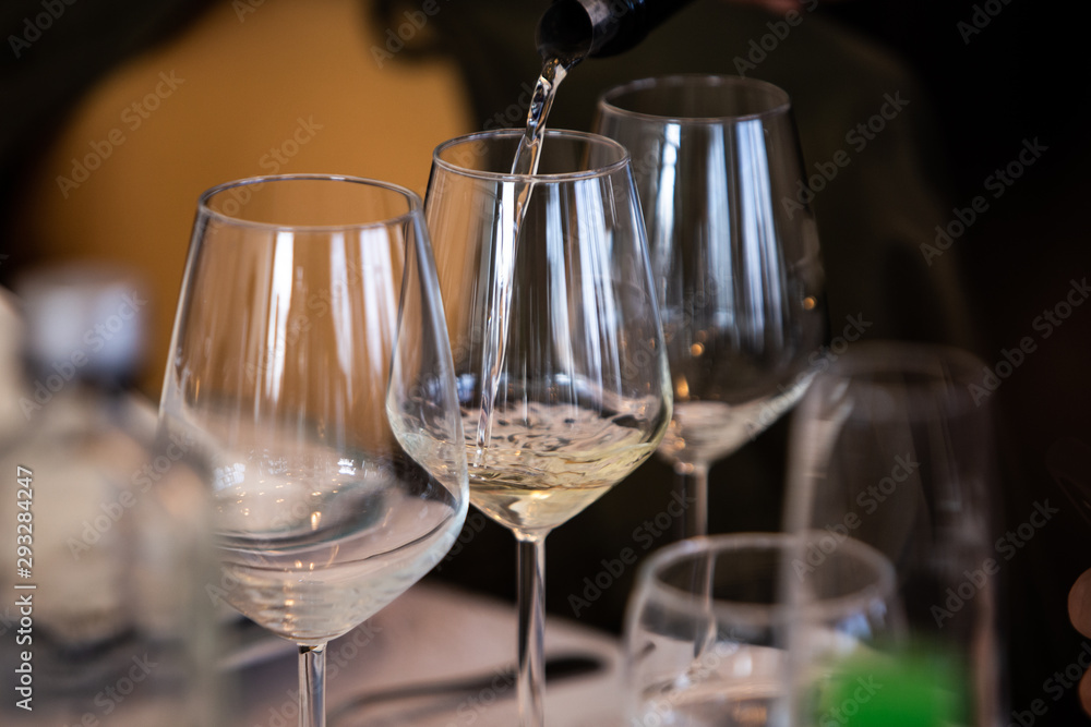Glass of white, rose and red wine seen from close up. Glass of white, rose and red wine seen from close up.