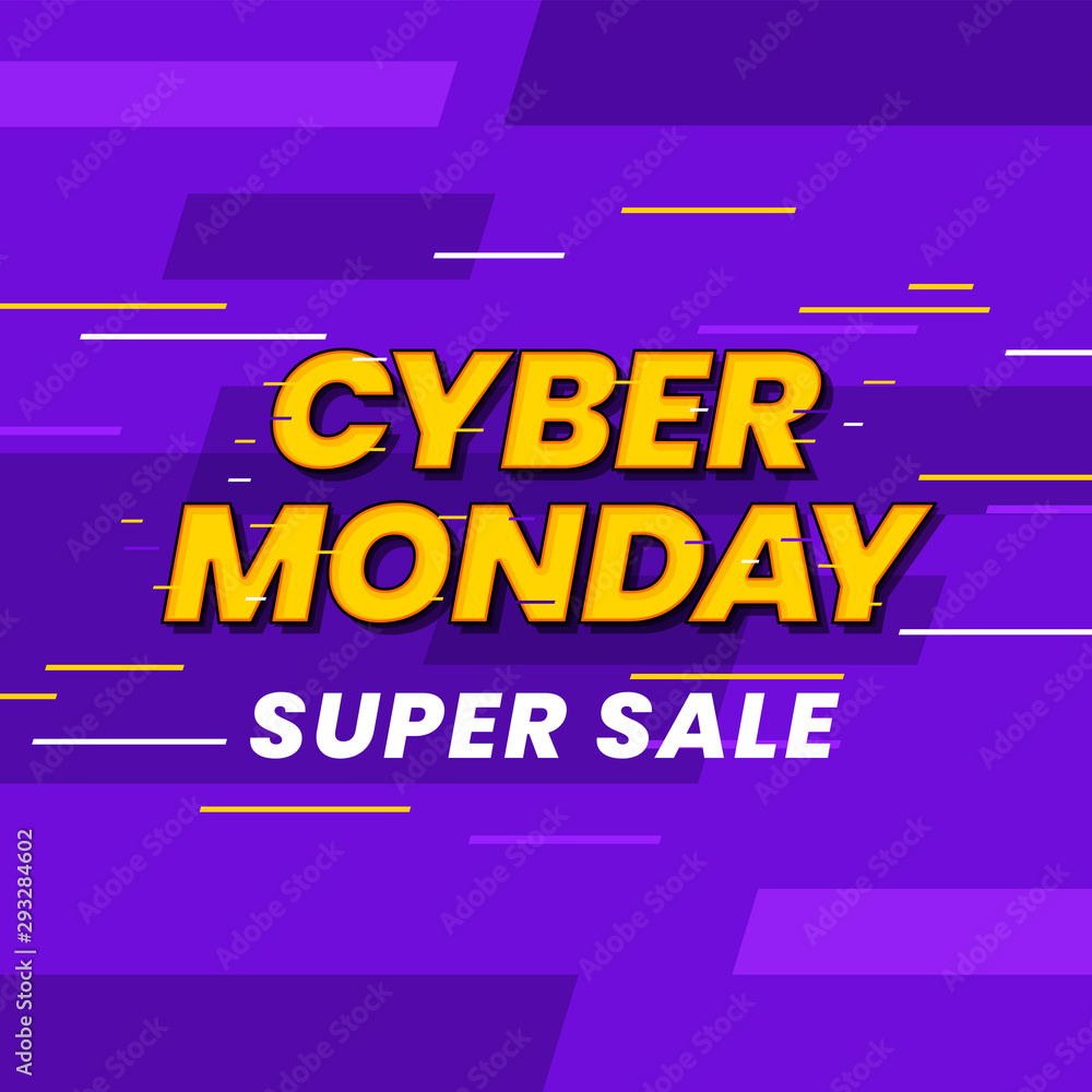 Cyber monday super sale poster background social media template vector illustration. 1980s old retro game typography banner design Cyber monday super sale poster background social media template vector illustration. 1980s old retro game typography banner design