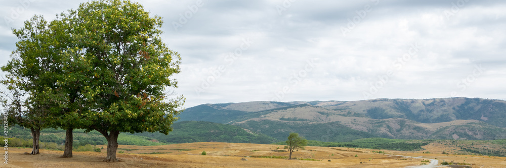 Fototapeta premium Rural countryside landscape. Albanian nature, travelling concept
