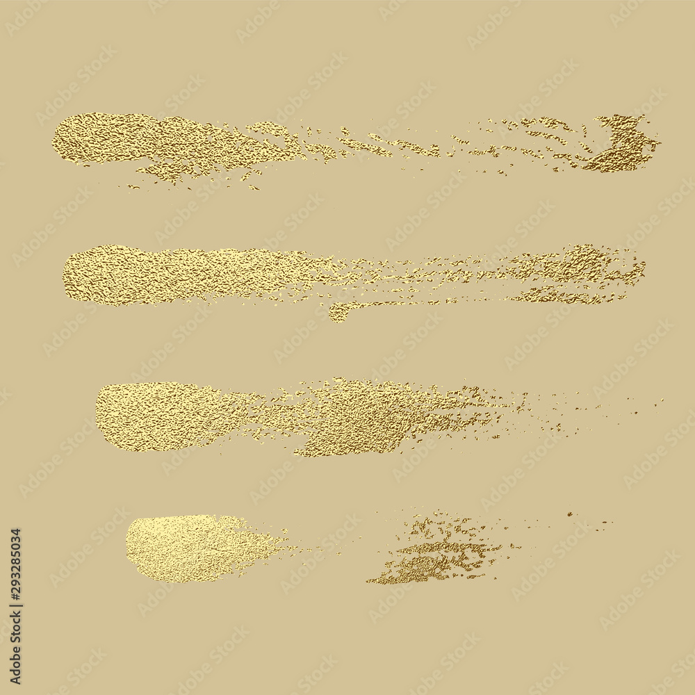 Gold paint stroke. Abstract gold glittering textured art illustration. Hand drawn brush stroke design element. Vector illustration