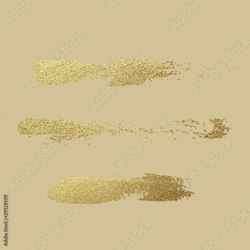 Gold paint stroke. Abstract gold glittering textured art illustration. Hand drawn brush stroke design element. Vector illustration photo