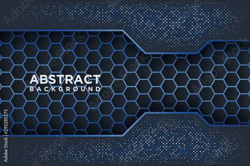 Abstract hexagon pattern with blue overlap.